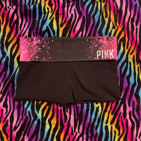 PINK Victoria's Secret Black and Pink Athletic Shorts - Picture 1 of 1